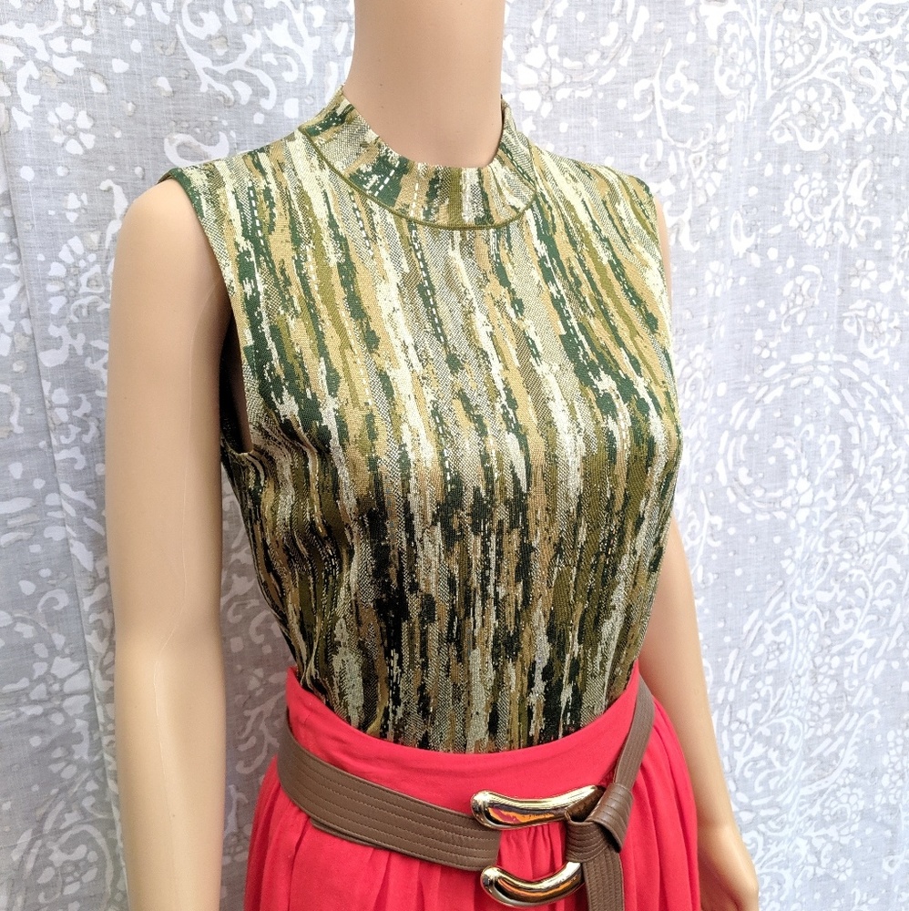 ST. JOHN | Green Mock Neck Collar Blouse - Picture 2 of 7